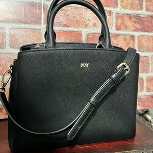 DKNY Black medium size Faux Leather Handbag